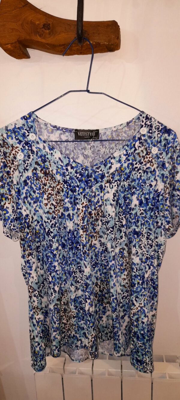 t shirt fluide fleuri bleu VETISTYLE taille 42/44