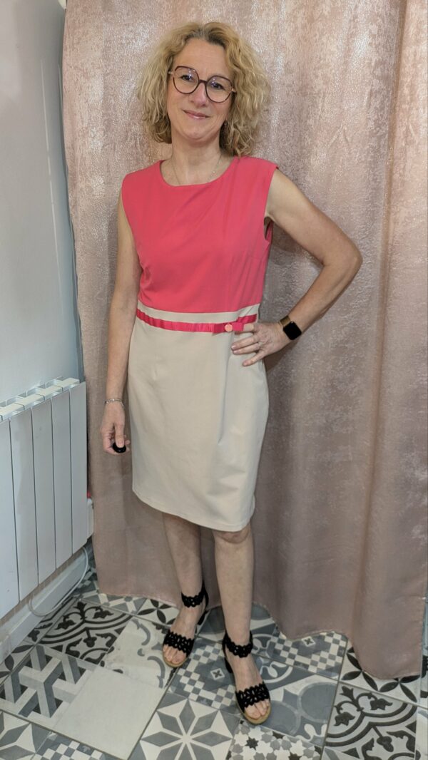Robe rose et beige CHRISTINE LAURE taille 42