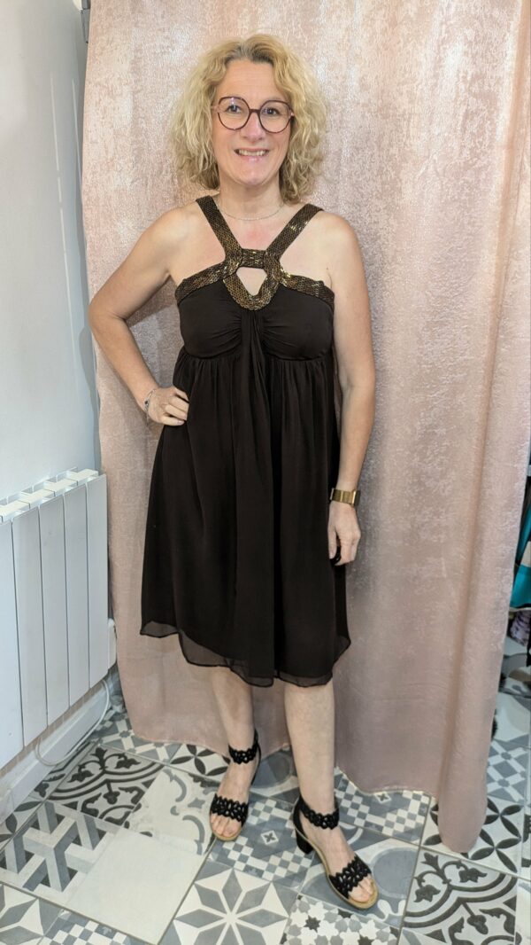 Robe en soie marron 1.2.3 taille 42 – Image 3