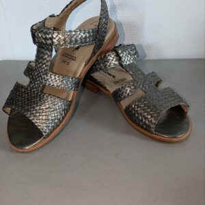 Sandales cuir tressé couleur métal Sioux pointure 38