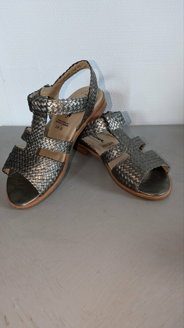 Sandales cuir tressé couleur métal Sioux pointure 38