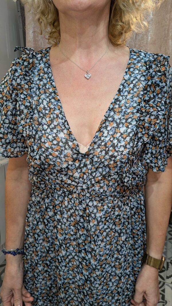 robe longue fleurie bleue taille 42 – Image 3