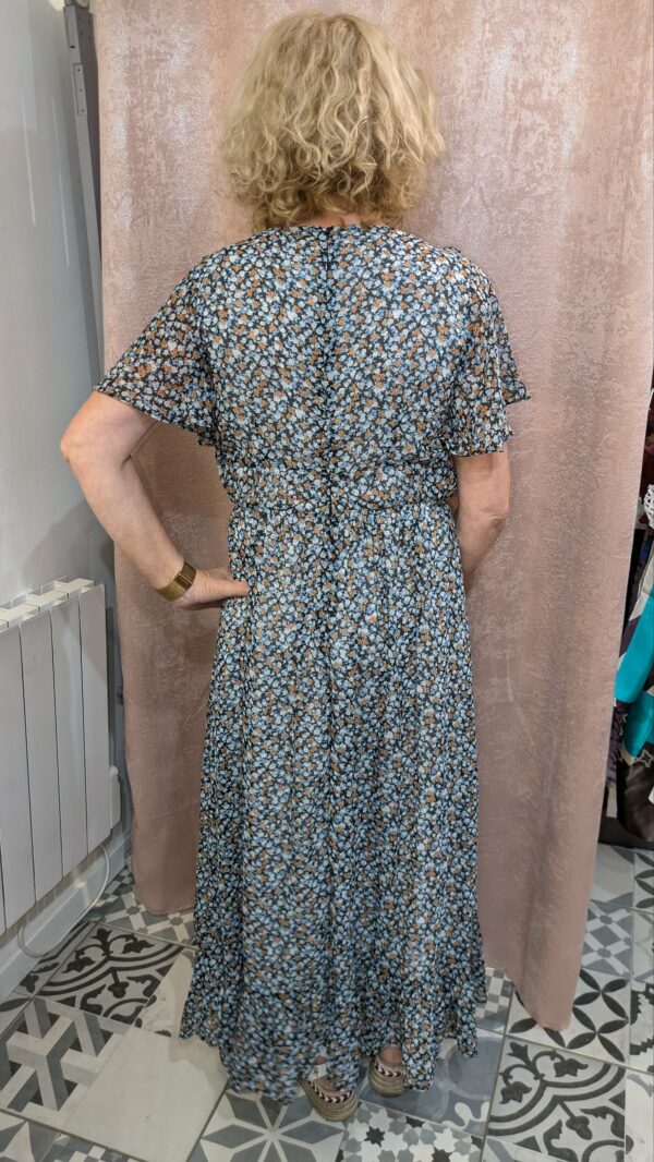 robe longue fleurie bleue taille 42 – Image 4
