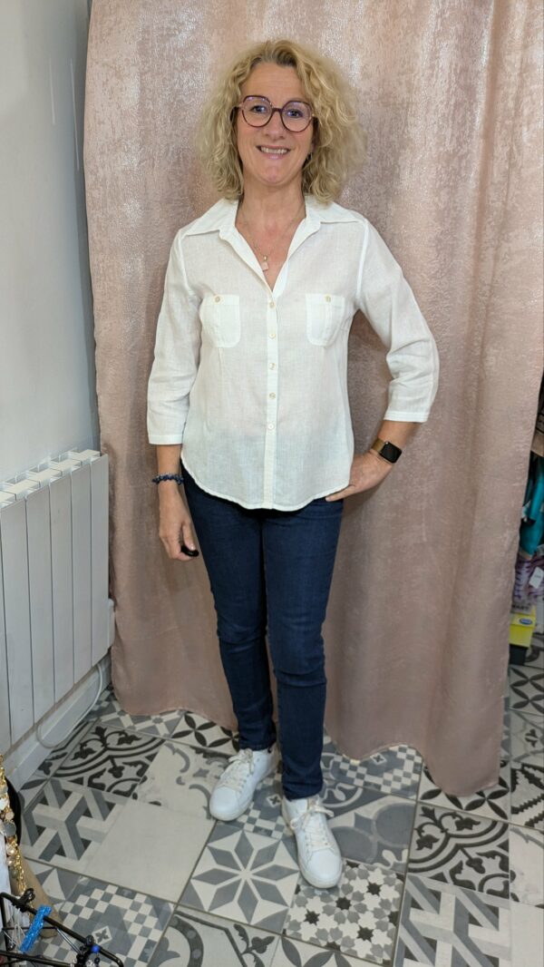 chemise blanche en lin THERESA KÖNIG taille 40 – Image 6