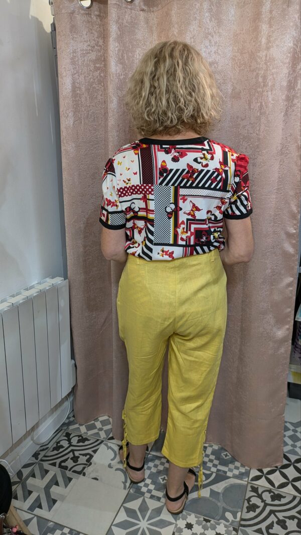 pantacourt en lin jaune MALOKA taille 44/46 – Image 8