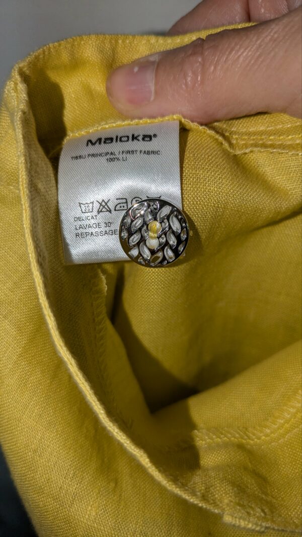 pantacourt en lin jaune MALOKA taille 44/46 – Image 3