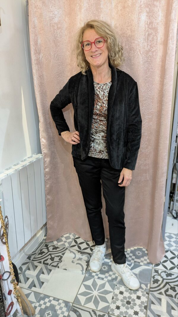 veste noire en velours taille M – Image 3