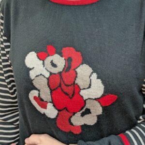 pull noir fleuri UN JOUR AILLEURS taille 44