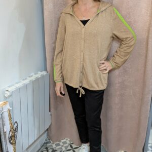 gilet à capuche beige et vert STREET ONE taille 46