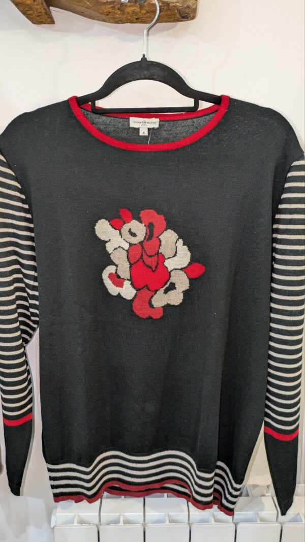 pull noir fleuri UN JOUR AILLEURS taille 44 – Image 5