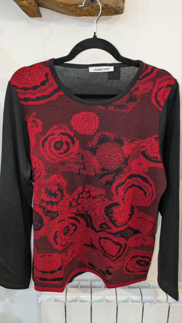 pull noir et rouge CHRISTINE LAURE taille 4 – Image 4