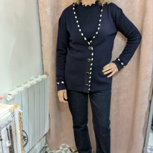 cardigan marine et blanc CLAUDIE PIERLOT taille 42