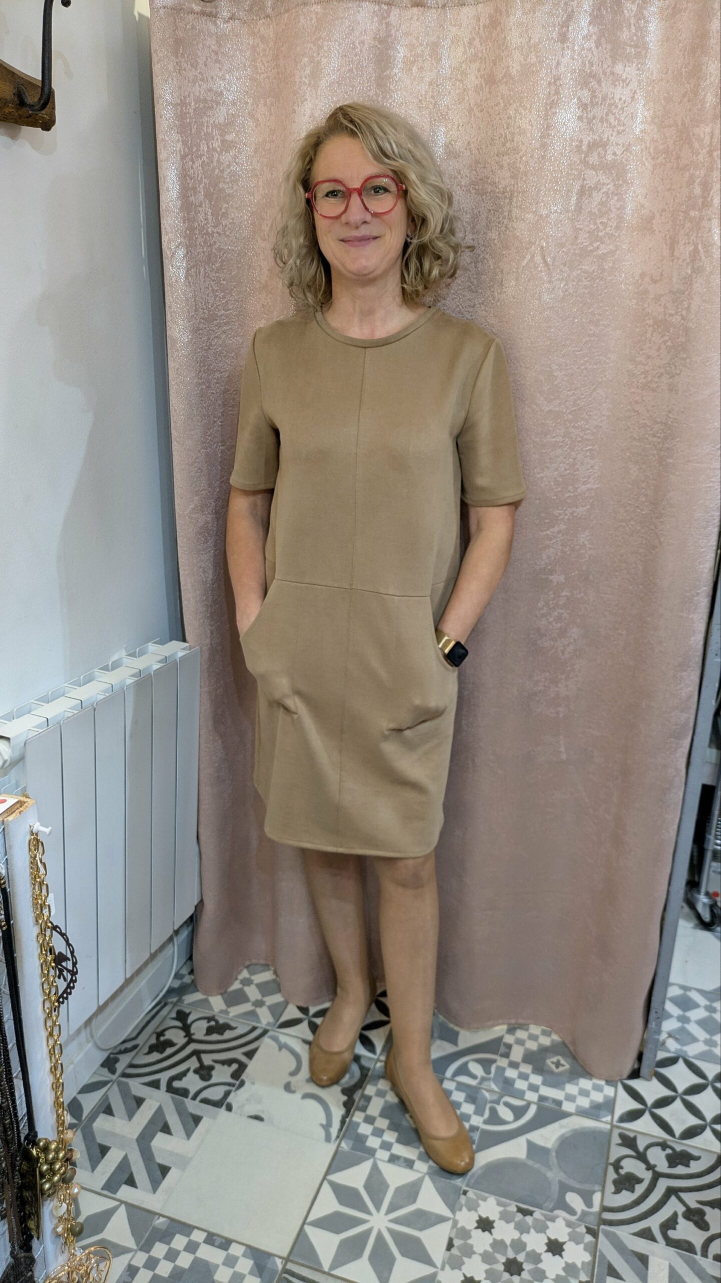 robe beige en suédine ZARA taille M