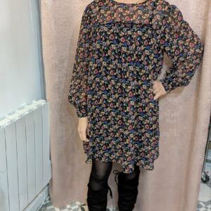 robe noire fleurie ZARA taille L