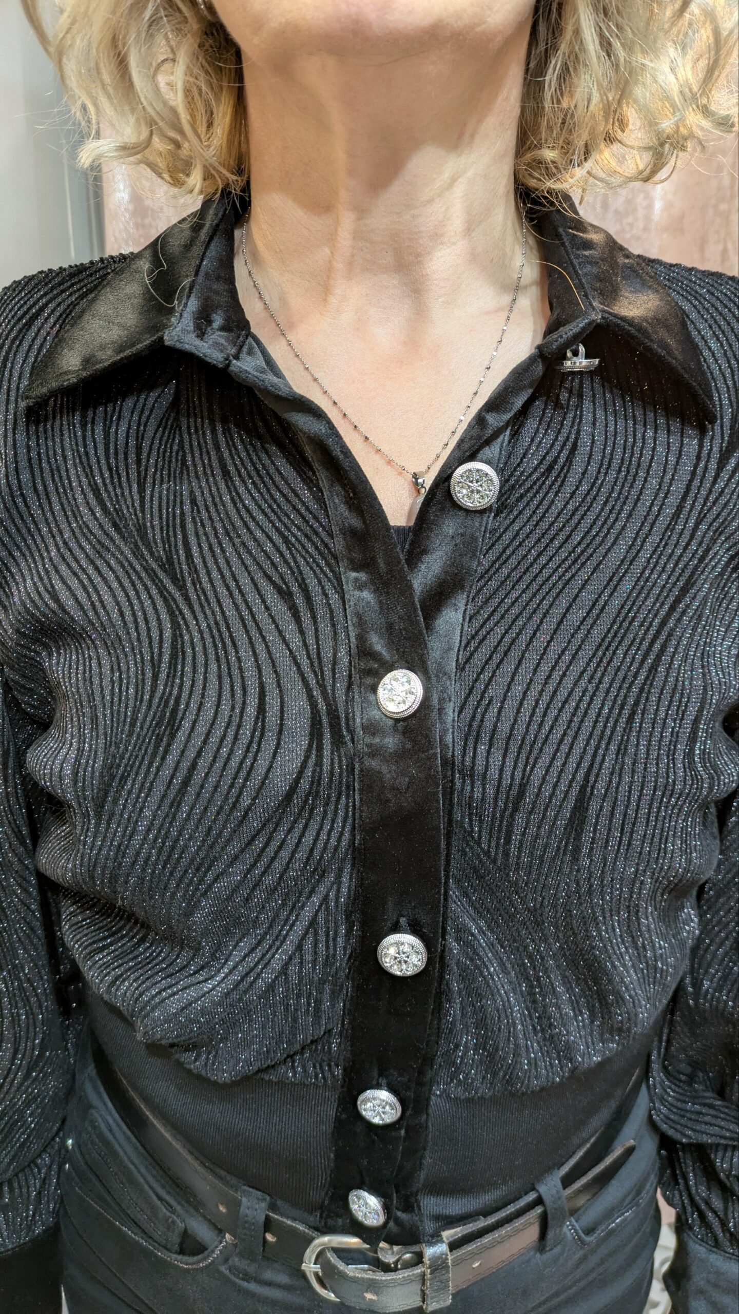 chemise noire pailletée Chance off taille 36 – Image 4