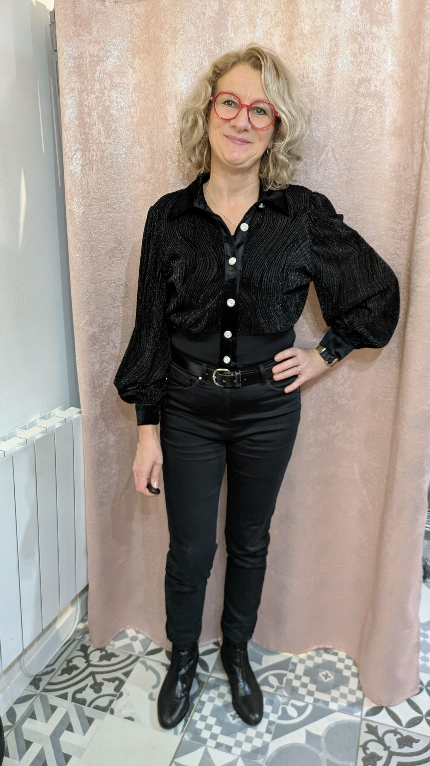 chemise noire pailletée Chance off taille 36 – Image 7