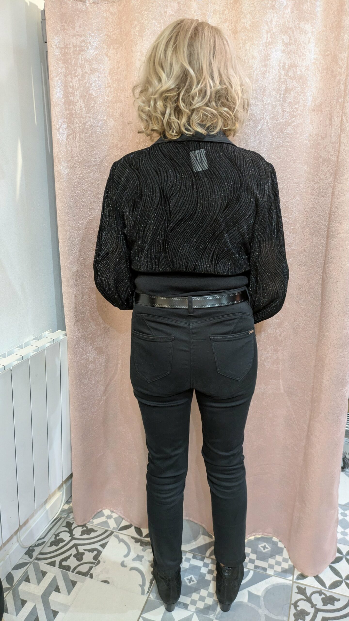 chemise noire pailletée Chance off taille 36 – Image 5