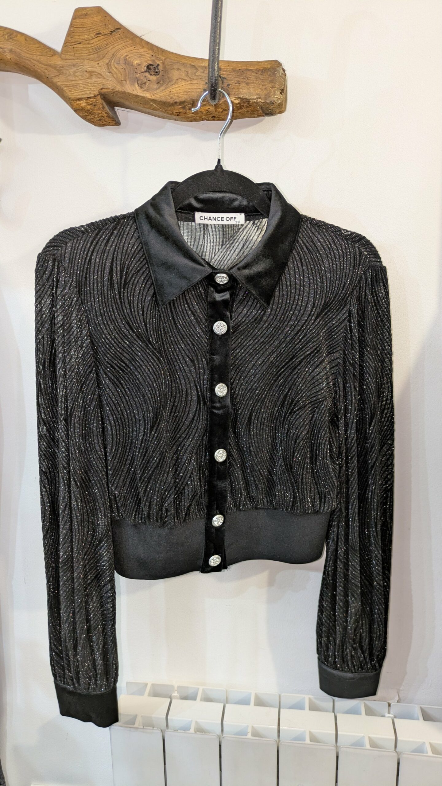chemise noire pailletée Chance off taille 36