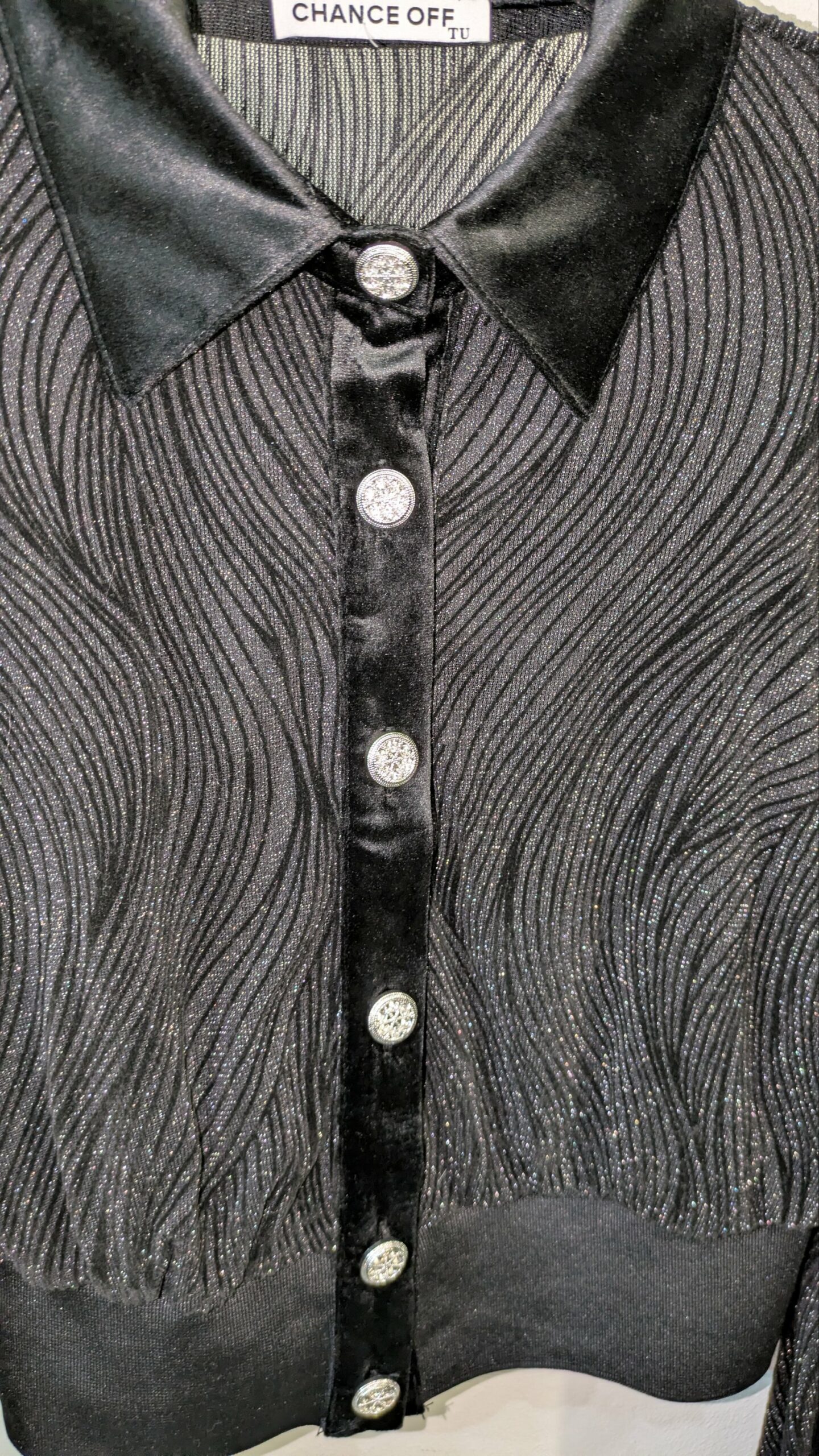 chemise noire pailletée Chance off taille 36 – Image 6