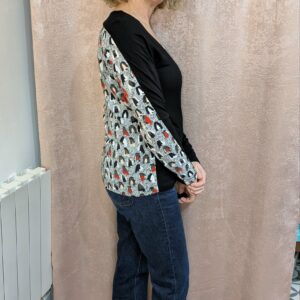 pull noir et imprimé COP COPINE taille 40