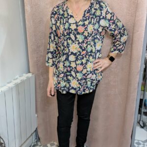 Blouse Damart – Imprimé Floral Coloré – Taille 46