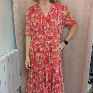 robe rose fleurie CHRISTINE LAURE taille 46