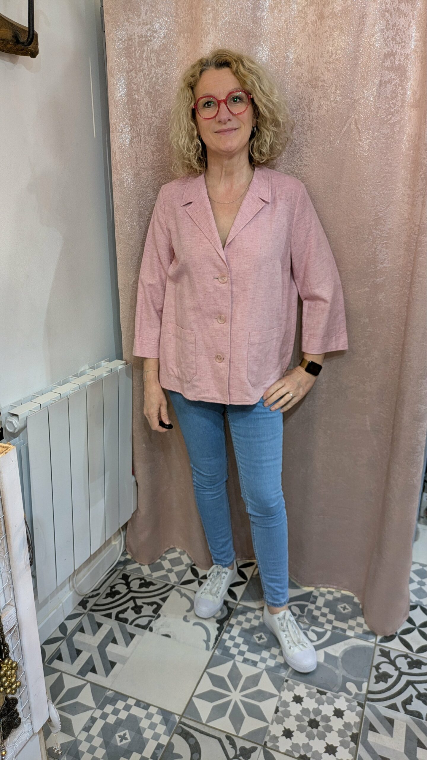 veste rose en lin BUGATTI taille 40 – Image 2