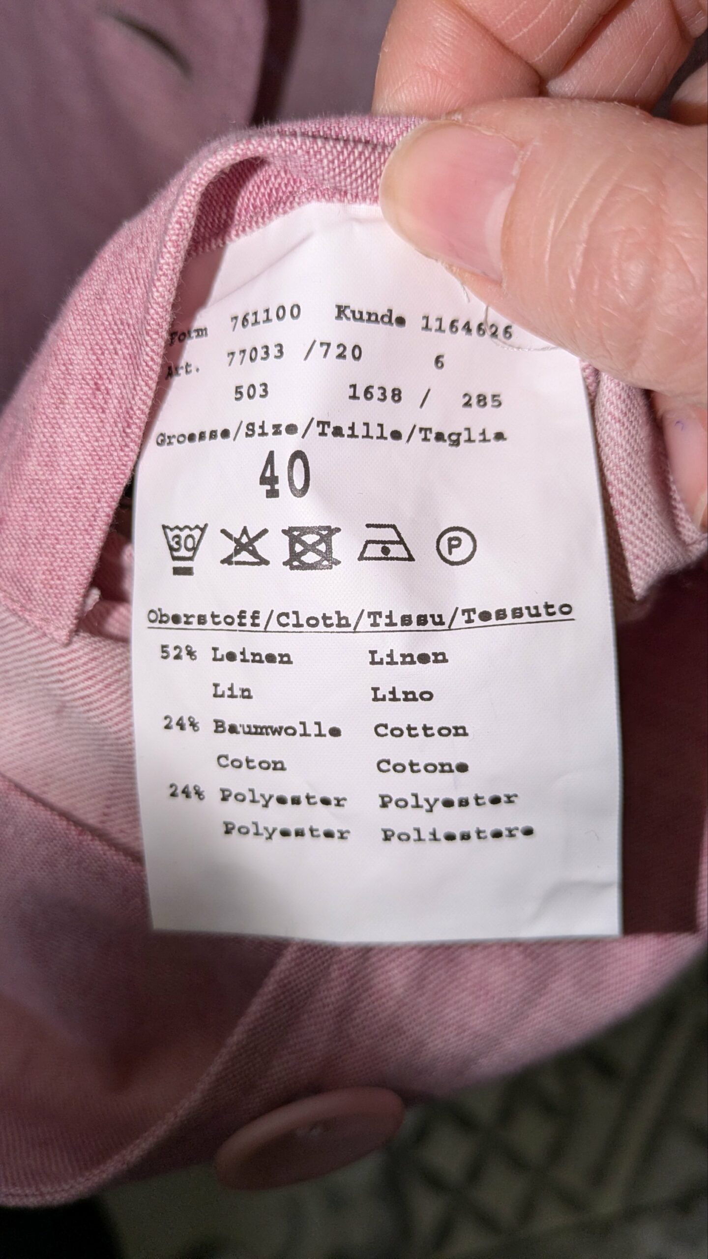 veste rose en lin BUGATTI taille 40 – Image 6