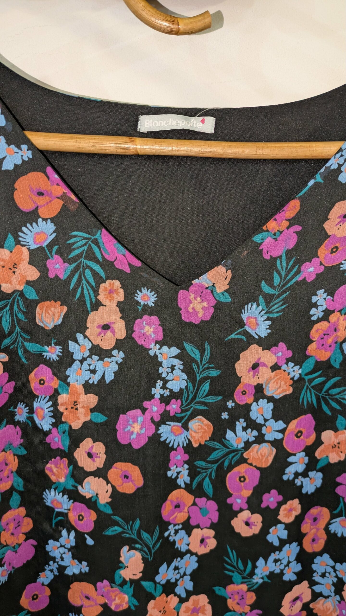 robe noire fleurie BLANCHE PORTE taille 52 – Image 6